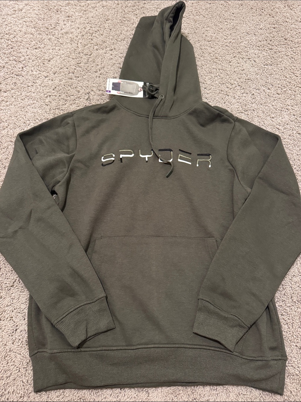 Spyder Men's Olive Hoodie with Logo